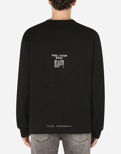 Shop Dolce & Gabbana Jersey Sweatshirt With Rubberized Patch In Multicolor