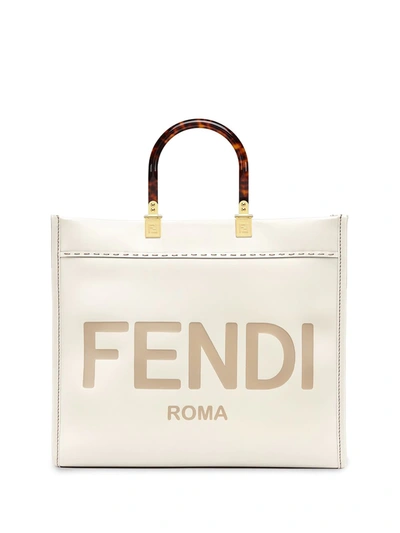 Shop Fendi Medium Sunshine Tote Bag In White