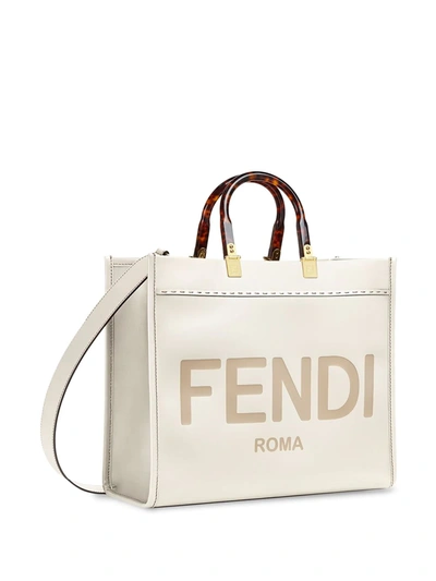 Shop Fendi Medium Sunshine Tote Bag In White