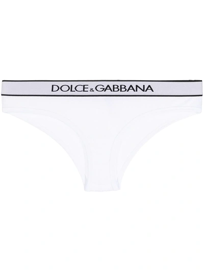 Shop Dolce & Gabbana Logo-waistband Briefs In White