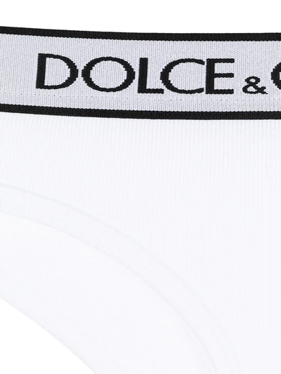 Dolce & Gabbana Stretch Cotton Briefs W/ Logo Waistband In White