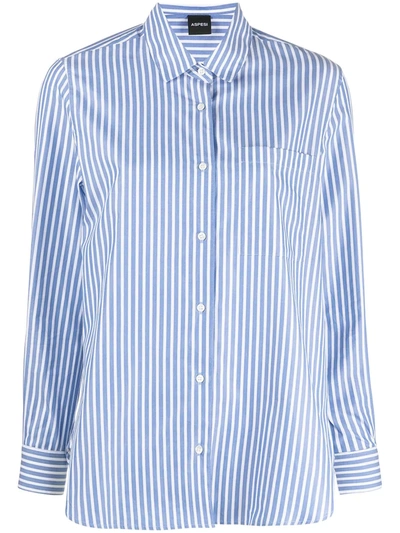 Shop Aspesi Striped Cotton Shirt In Neutrals