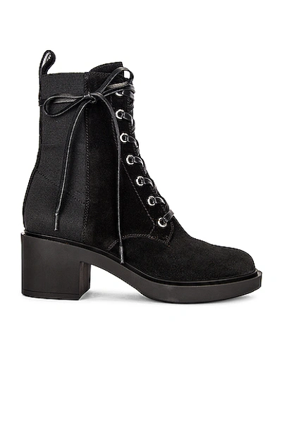 Shop Gianvito Rossi Suede Lace Up Booties In Black & Black