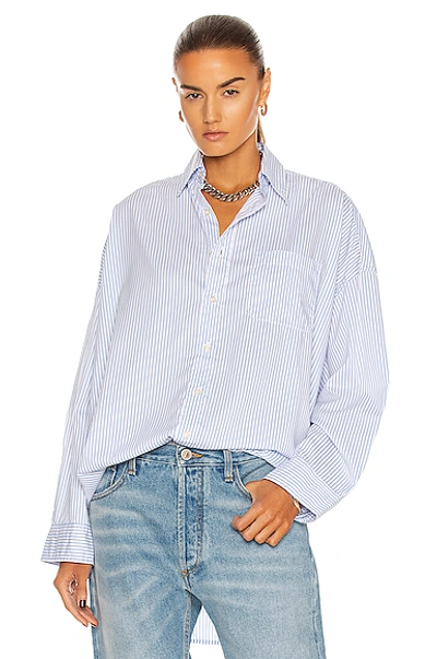 Shop R13 Oversized Button Up Shirt In Blue Stripe