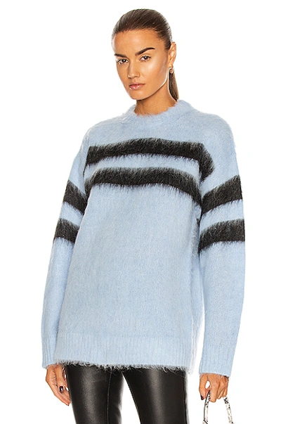 Shop Acne Studios Oversized Sweater In Light Blue & Charcoal