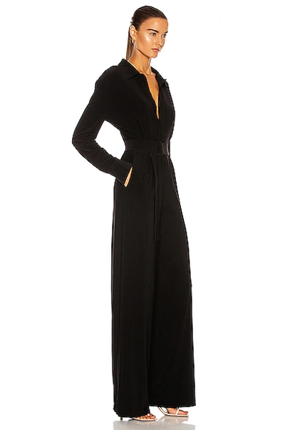 Shop Norma Kamali Shirt Straight Leg Jumpsuit In Black