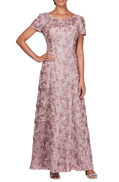 Shop Alex Evenings Embellished Lace A-line Gown In Rose