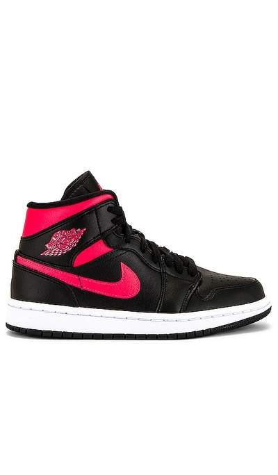 Shop Jordan Air  1 Mid Sneaker In Black  Siren Red & White