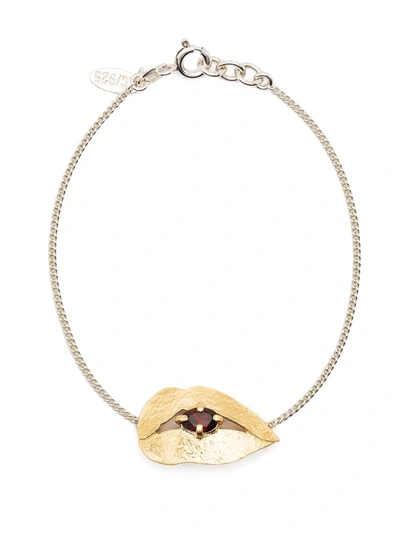 Shop Wouters & Hendrix Embellished Lips Bracelet In Gold
