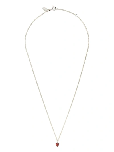 Shop Wouters & Hendrix Garnet Heart Necklace In Silver