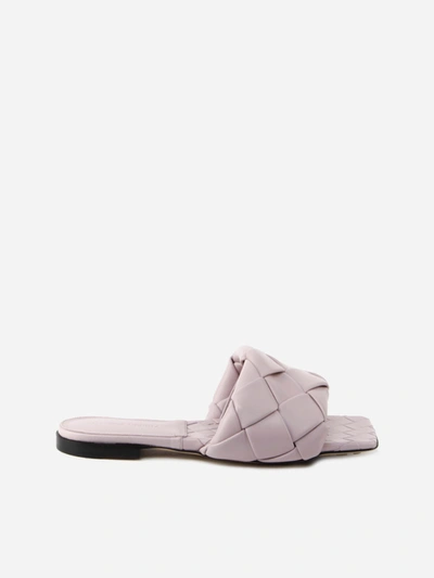 Shop Bottega Veneta Flat Lido Sandals In Intrecciato Nappa In Magnolia