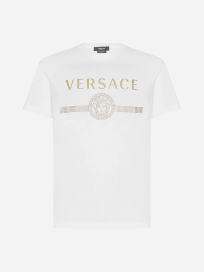 Shop Versace T-shirt In Cotone Con Logo E Medusa
