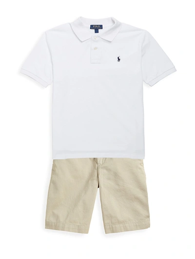 Shop Ralph Lauren Little Boy's & Boy's Classic Mesh Knit Polo In White