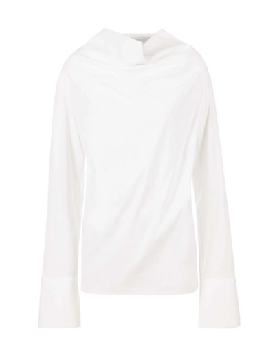 Shop A-line Draped Neck Blouse In White