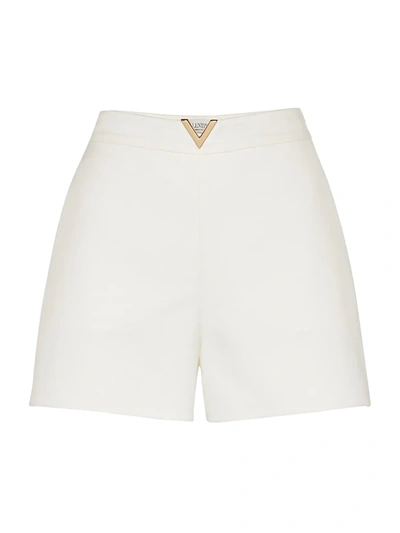 Shop Valentino Double Splittable Shorts In Bianco