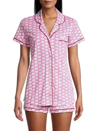 Shop Roller Rabbit Women's Hathi 2-piece Polo Short Pajama Set In Pink