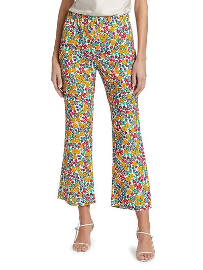Shop Marni Women's Floral Kick Flare Elastic Pants In Lily White