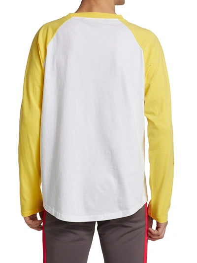 Shop Palm Angels Burning Head Long-sleeve T-shirt In White Yellow