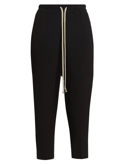 Shop Rick Owens Drawstring Cropped Pants In Black