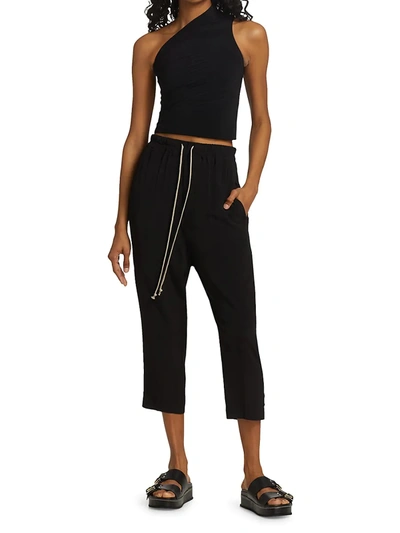 Shop Rick Owens Drawstring Cropped Pants In Black