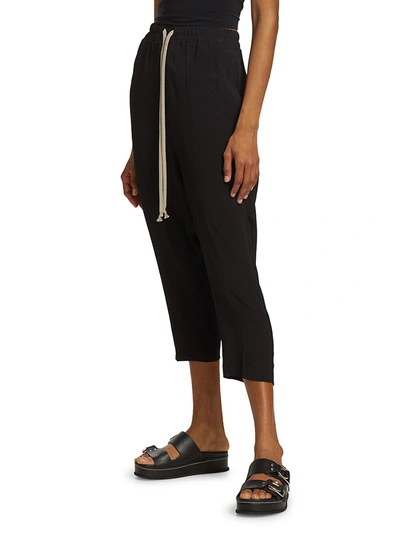 Shop Rick Owens Drawstring Cropped Pants In Black