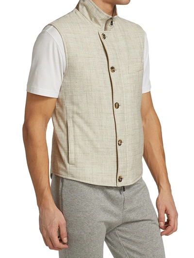Shop Isaia Summer Time Storm Vest In Open White