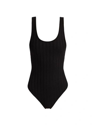 Shop Jonathan Simkhai Standard Irene Compact Ribbed Bodysuit In Black