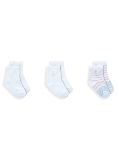 Shop Ralph Lauren Baby's 3-pack Floral Crew Socks In White Assorted