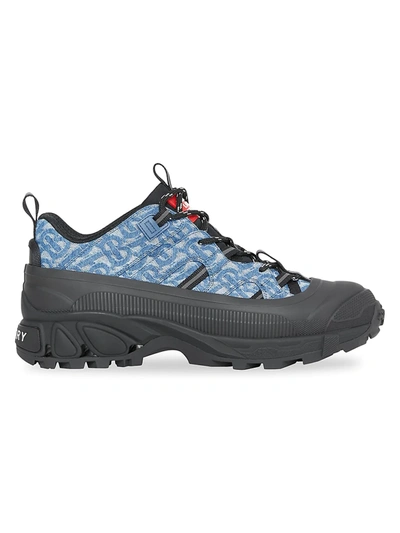 Shop Burberry Arthur Logo Printed Chunky Sneakers In Black Blue