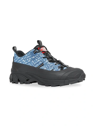 Shop Burberry Arthur Logo Printed Chunky Sneakers In Black Blue