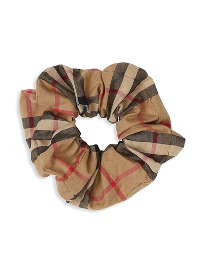 Shop Burberry Kid's Check Scrunchie In Archive Beige
