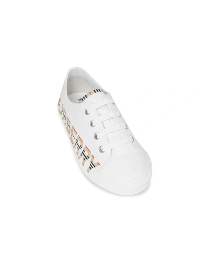 Shop Burberry Little Kid's And Kid's Larkhall Icon Stripe Canvas Sneakers In Optic White