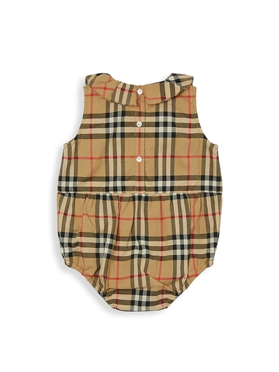 Shop Burberry Baby's Norah Check Bodysuit In Archive Beige
