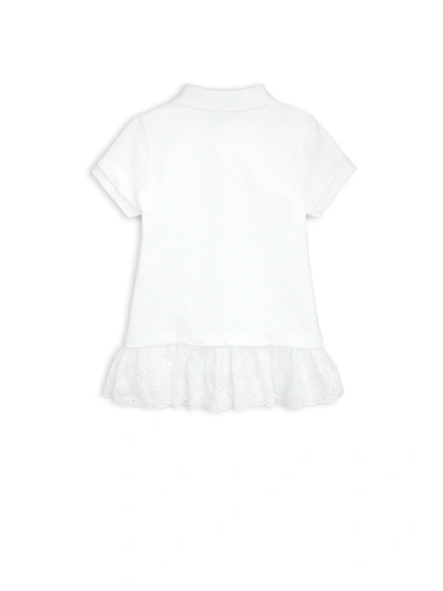 Shop Ralph Lauren Little Girl's Lace-trimmed Polo Shirt In White