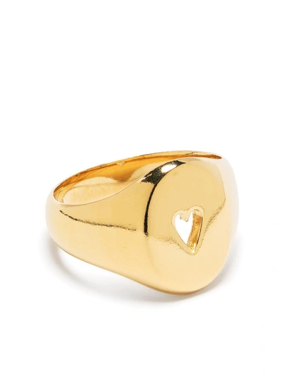 Shop Wouters & Hendrix Cut-out Heart Signet Ring In Gold