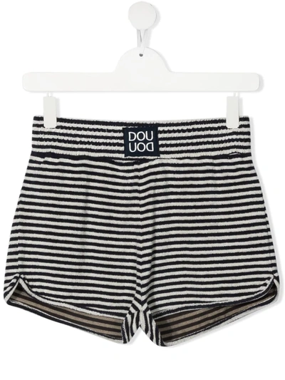 Shop Douuod Horizontal-stripe Towelling Shorts In White