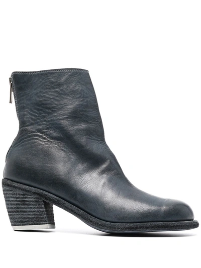 Shop Guidi Chunky Leather Boots In Blue