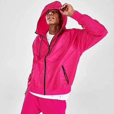Shop Nike Men's Sportswear Windrunner Woven Hooded Jacket In Fireberry
