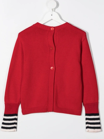 Marni Kids Button Sweater In Red In Red