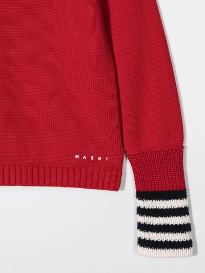 Marni Kids Button Sweater In Red In Red