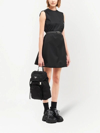 Shop Prada Triangle-logo Nylon Backpack In Black