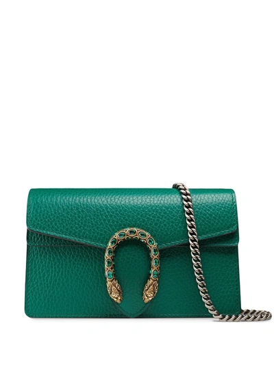 Shop Gucci Super Mini Dionysus Leather Shoulder Bag In Green