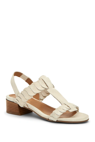 Aquatalia Haiden Suede T strap Woven Slingback Block Heel Sandal