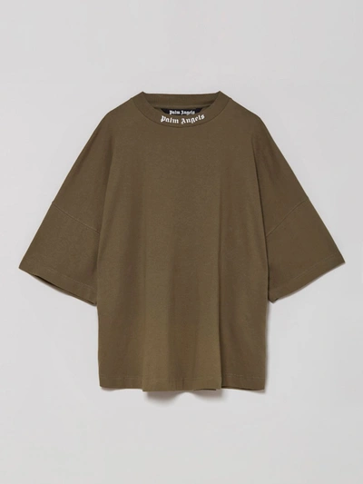 Shop Palm Angels Logo Oversized T-shirt In Green