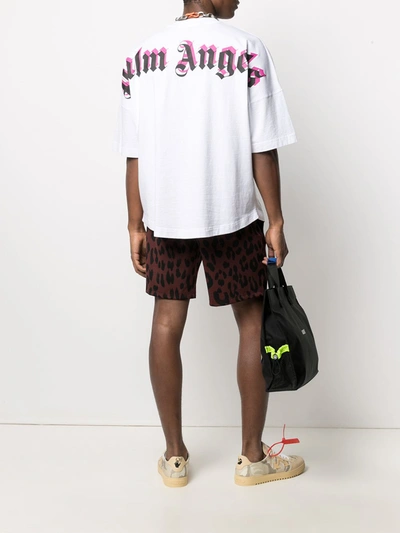 Shop Palm Angels Double Logo Oversized T-shirt In White