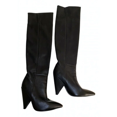 Pre-owned Saint Laurent Niki Black Leather Boots