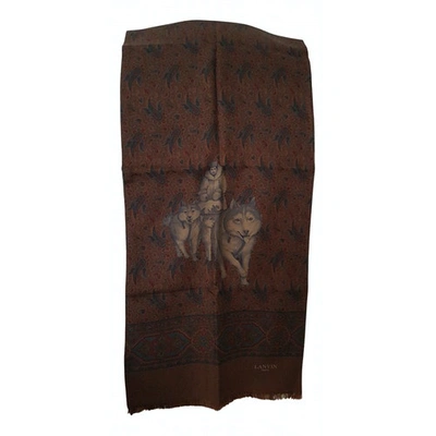 Pre-owned Lanvin Khaki Silk Scarf