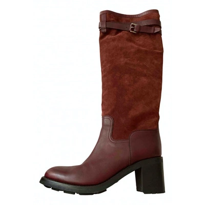 Pre-owned Heschung Riding Boots In Burgundy