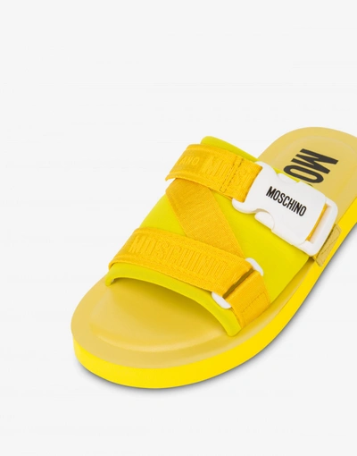 Shop Moschino Neoprene Sandals Logo Tape In Black