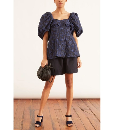 Shop Simone Rocha Puff Sleeve Bustier Top In Navy In Blue